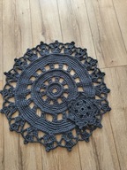 Dywan okrągły HandMade szydełkowe rękodzieło gratis reliefowy szary 70