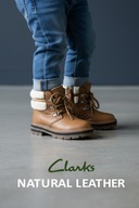 Clarks Prague trzewiki skórzane brązowe ocieplane miękkie unisex rozm. 26