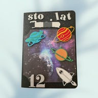 Kartka urodzinowa kosmos z imieniem i wiekiem dla chłopca lub dziewczynki