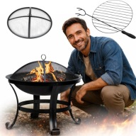Palenisko Ogrodowe z Uchwytami DUŻE Stalowe Ognisko Grill SOLIDNE 60 cm