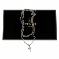 Naszyjnik unisex srebrny krzyż punk rock goth Y2K łańcuch retro 55cm