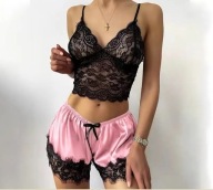 Bielizna koronkowa piżama seksowna body S/36 bielizna sexy czarna różowa
