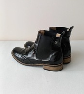 LORETTA VITALE DAMSKIE WŁOSKIE SZTYBLETY BOTKI SKÓRZANE LAKIEROWANE 39