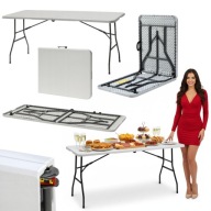 STÓŁ ROZKŁADANY OGRODOWY SKŁADANY BIAŁY PROSTOKĄTNY CATERINGOWY DLA GOŚCI