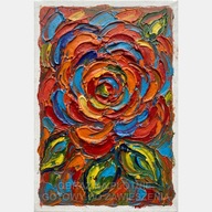 Abstrakcja gruba farba olejna kwiat czerwony obraz na płótnie 58x85 salon