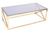 ŁAWA złota STOLIK KAWOWY glamour ZŁOTY CHROM SZKŁO