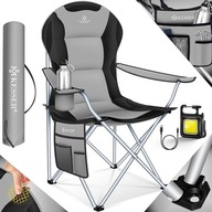 Krzesło Kempingowe Wędkarskie Składane z kieszeniami + lampka torba K35