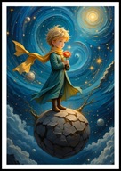 A2 PLAKAT MAŁY KSIĄŻĘ A. DE SAINT-EXUPERY MAŁY KSIĄŻĘ NA PLANECIE Z RÓŻĄ