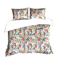 Pościel kora lux 160x200 + 2x50x60 guzik K 239 DUO cyferki / biała