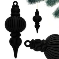 Zawieszka świąteczna 3D CZARNA, elegancka, smukła dekoracja ŚWIĘTA BOMBKA