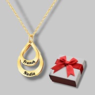 Naszyjnik dwie krople - grawer gratis - napis - prezent