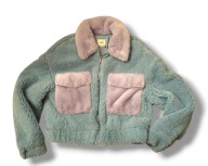 PIMKIE Bomberka krótka niebiesko fioletowa imitacja futra sherpa