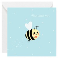 Kartka Miłosna, na Walentynki - Pszczoła Bee with Me, Niebieska - 14x14 cm