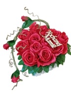Stroik Serce kompozycja na grób cmentarz czerwone róże wiązanka nagrobna