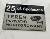 Tabliczka Grawerowana numer domu, ulica, obiekt monitorowany 2w1 Uwaga pies