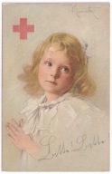 Czerwony Krzyż Niemcy Lipsk dziecko sygnowana Klamrath 1914r. Litografia