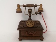 DREWNIANA SZKATUŁKA SKRZYNKA NA DROBIAZGI W STYLU VINTAGE TELEFON