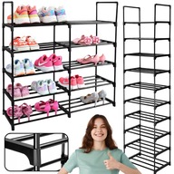 REGAŁ PÓŁKA STOJAK SZAFKA NA BUTY METALOWA CZARNA WĄSKA MODUŁOWA 10 PÓŁEK