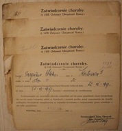 Zaświadczenie choroby - KATOWICE 1938 rok - 4 szt.