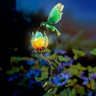 LAMPA OGRODOWA SOLARNA KOLIBER TULIPAN SZKŁO METAL LED DEKORACJA OGRÓD