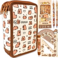 PIÓRNIK SZKOLNY TRZYKOMOROWY MŁODZIEŻOWY KAPIBARA Z WYPOSAŻENIEM AKCESORIA