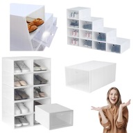 SZAFKA ORGANIZER POJEMNIK NA BUTY OBUWIE WYSOKI WĄSKI BIAŁY Z KLAPKĄ