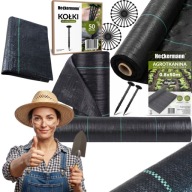 AGROWŁÓKNINA CZARNA NA CHWASTY AGROTKANINA ANTYCHWASTOWA 90G 50M + KOŁKI