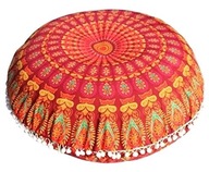 Poduszka okrągła MANDALA pomarańczowa Pufa boho siedzisko do medytacji jogi