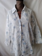 Koszula biała w niebieskie i granatowe kwiaty - XXL