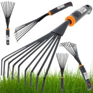 GRABIE OGRODOWE DO LIŚCI TRAWY LEKKIE WACHLARZOWE Z UCHWYTEM 9 ZĘBÓW