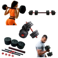 HANTLE BITUMICZNE REGULOWANE Z GRYFEM 20KG SZTANGA ZESTAW HANTLI 2X10KG