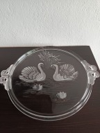 PIĘKNA KRYSZTAŁOWA TORTOWNICA WALTHER GLAS ŁABĘDZIE