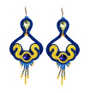 KOLCZYKI sutasz soutache niebieskie granatowe