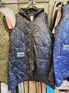 Kamizelka pikowana długa czarna r. Uni Italy, Plus Size !!!