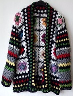 Kardigan płaszczyk nowy patchworkowy szydełkowy Rozmiar 34/38