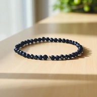 BRANSOLETKA Z KAMIENI NATURALNYCH - TURMALIN CZARNY,NA GUMCE,SREBRO 925