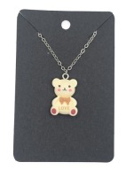 Naszyjnik Kremowy miś z kokardką LOVE żywica stal szlachetna 316L 45cm 2mm