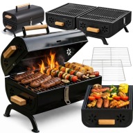 GRILL WĘGLOWY TURYSTYCZNY OGRODOWY SKŁADANY KEMPINGOWY PRZENOŚNY WALIZKA