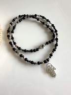 Naszyjnik handmade Hamsa Oko Proroka onyks