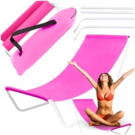 LEŻAK FOTEL PLAŻOWY TUYSTYCZNY SKŁADANY OGRODOWY LEKKI RÓŻOWY LEŻANKA TORBA