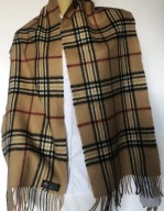 Woolmark szal wełna tartan 158x29