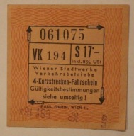 BILET WIEN, WIEDEŃ - Wiener Stadtwerke Verkehrsbetriebe, PAUL GERIN,WIEN