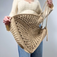 Terra Mesh - duża torba jutowa ręcznie szydełkowana ażurowa shopper.