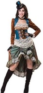 STEAMPUNK MASZYNA PAROWA KOWBOJKA z kapeluszem Strój Kostium Przebranie L