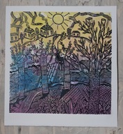 Swojskość. 30 × 30 cm. 2025 r. (linoryt kol.)