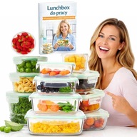 ZESTAW 10x Pojemniki Na Żywność GRUBE Szklany LUNCHBOX Żaroodporne + GRATIS