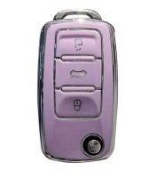 Jasnofioletowo-srebrne etui kluczyka VW Passat Golf Polo Skoda Octavia Seat