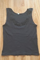 koszulka TOP bez rękawów CZARNA z haftem na lato