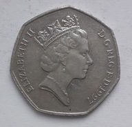 Wielka Brytania 50 pensów 1997 królowa Elżbieta II POLECAM