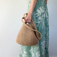 Jute Omiyage Mini - dwustronna torebka jutowa boho, ręcznie wykonana.